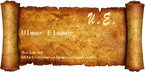 Ulmer Elemér névjegykártya